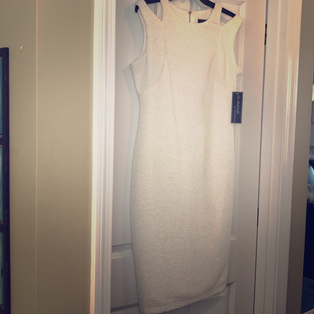 Glamorous White w/ gold spec Dress Gabriella Skye